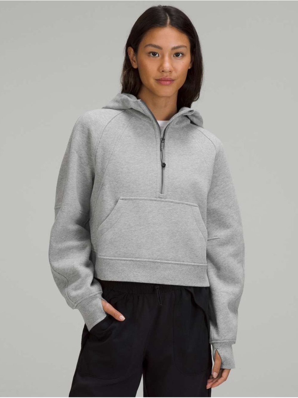 lululemon athletica Gray Half-Zip Hooded Sweatshirt